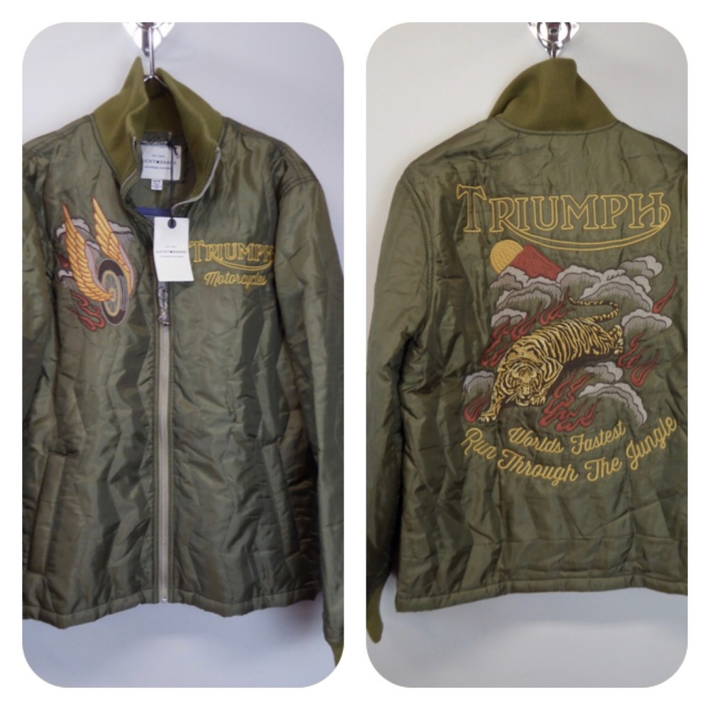 Lucky Triumph Quilted Jacket Tiger Motorcycle NWT - Picture 2 of 8